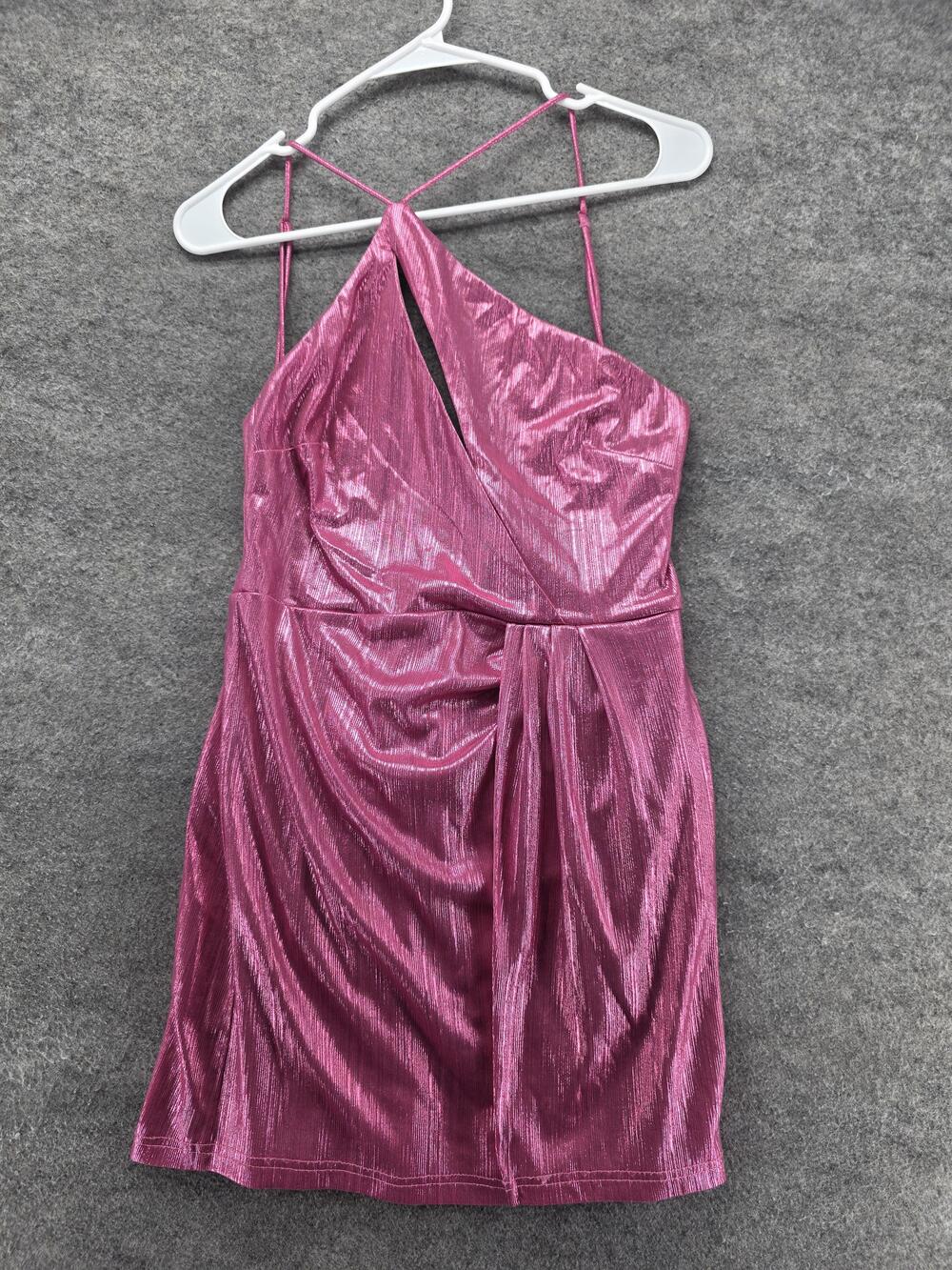 Superdown Dress Womens M Pink Mini Wrap Halter Strappy Lined Party Cocktail